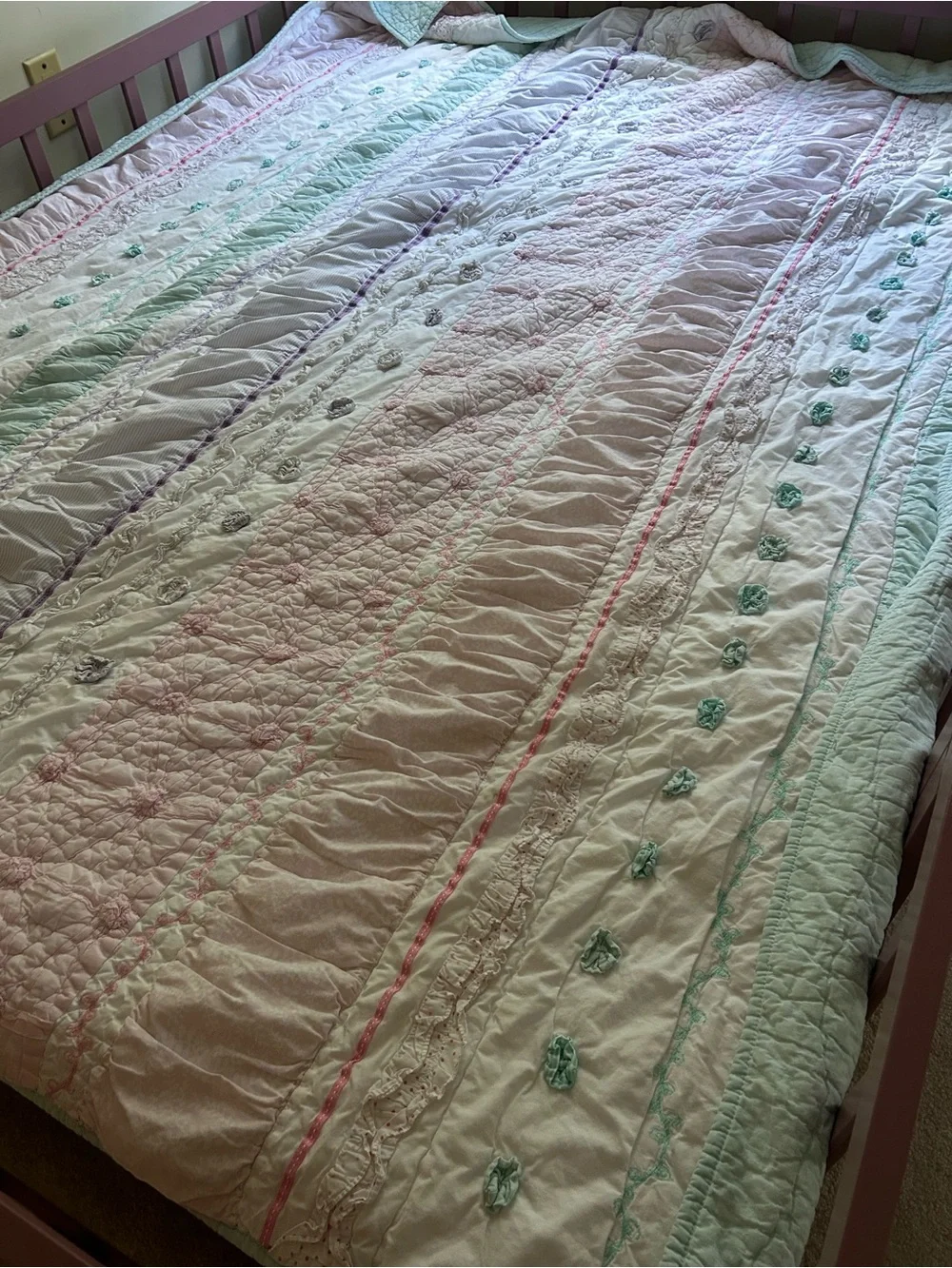 Pottery Barn Kids Pastel Stripe Quilted in Pink, Mint & Lavender